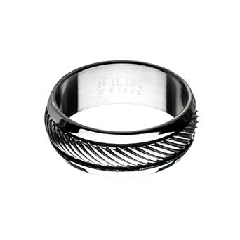 Men's Stainless Steel Center Stripe Ring