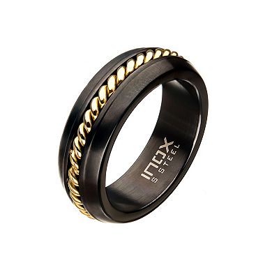 Men's Two-Tone Stainless Steel Rope Inlay Ring