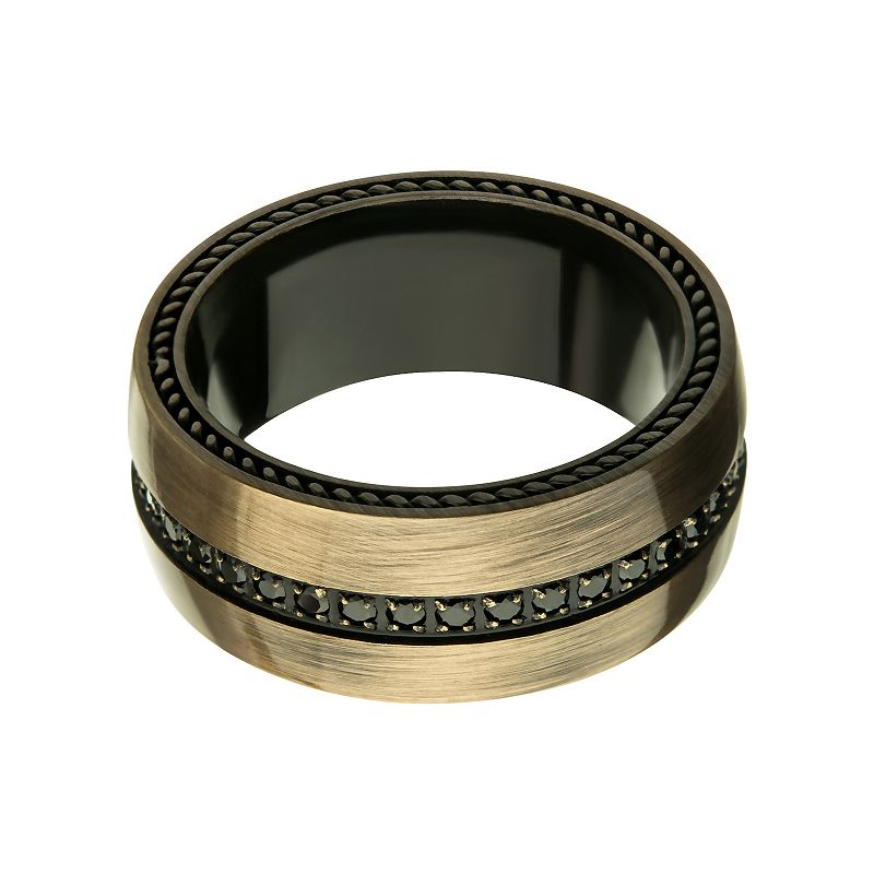 49921086 Mens Two Tone Sterling Silver Black Cubic Zirconia sku 49921086