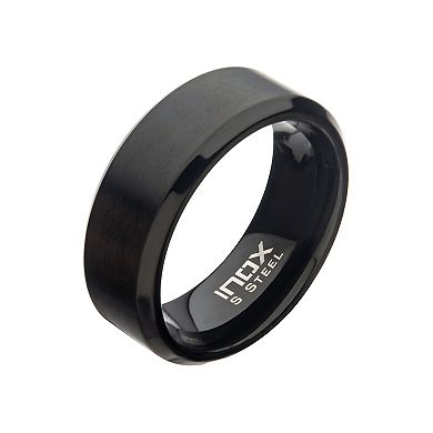 Men's 8 mm Black Stainless Steel Matte Beveled Ring