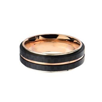 Men's DANTE Rose Gold Tone Stainless Steel & Carbon Fiber Ring