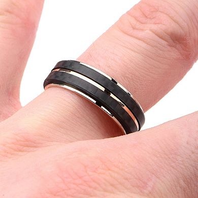 Men's DANTE Rose Gold Tone Stainless Steel & Carbon Fiber Ring