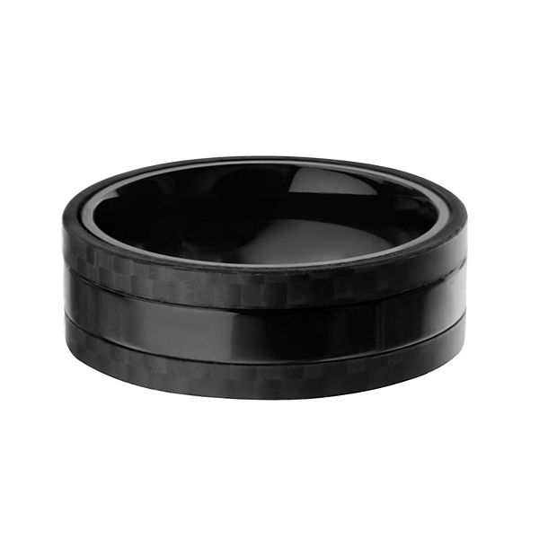 Men's Black Stainless Steel & Carbon Fiber Ring