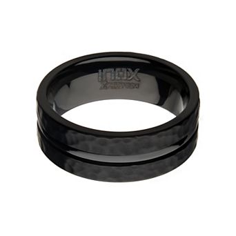 Men's Black Zirconium Hammered Ring