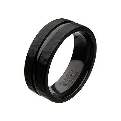Men's Black Zirconium Hammered Ring
