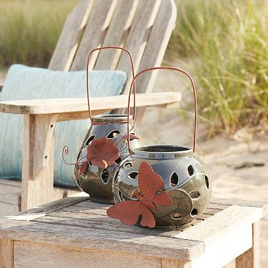 Floral Butterfly Lantern Table Decor 2-piece Set