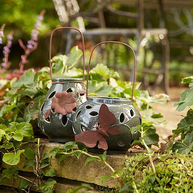 Floral Butterfly Lantern Table Decor 2-piece Set