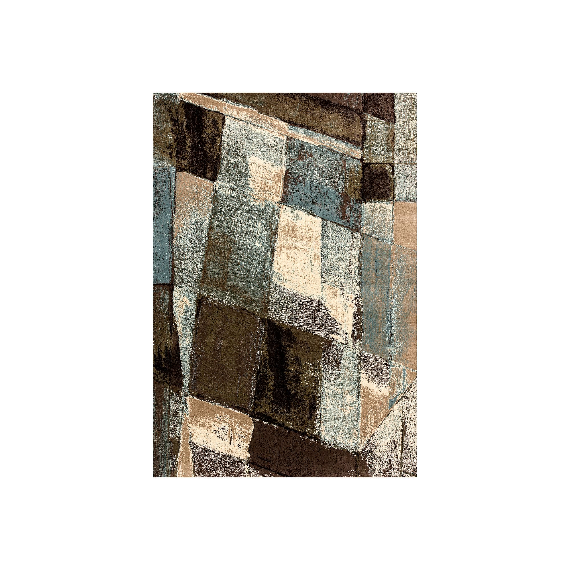 Art Carpet Adenning Checkerboard Rug, Brown Blue Green