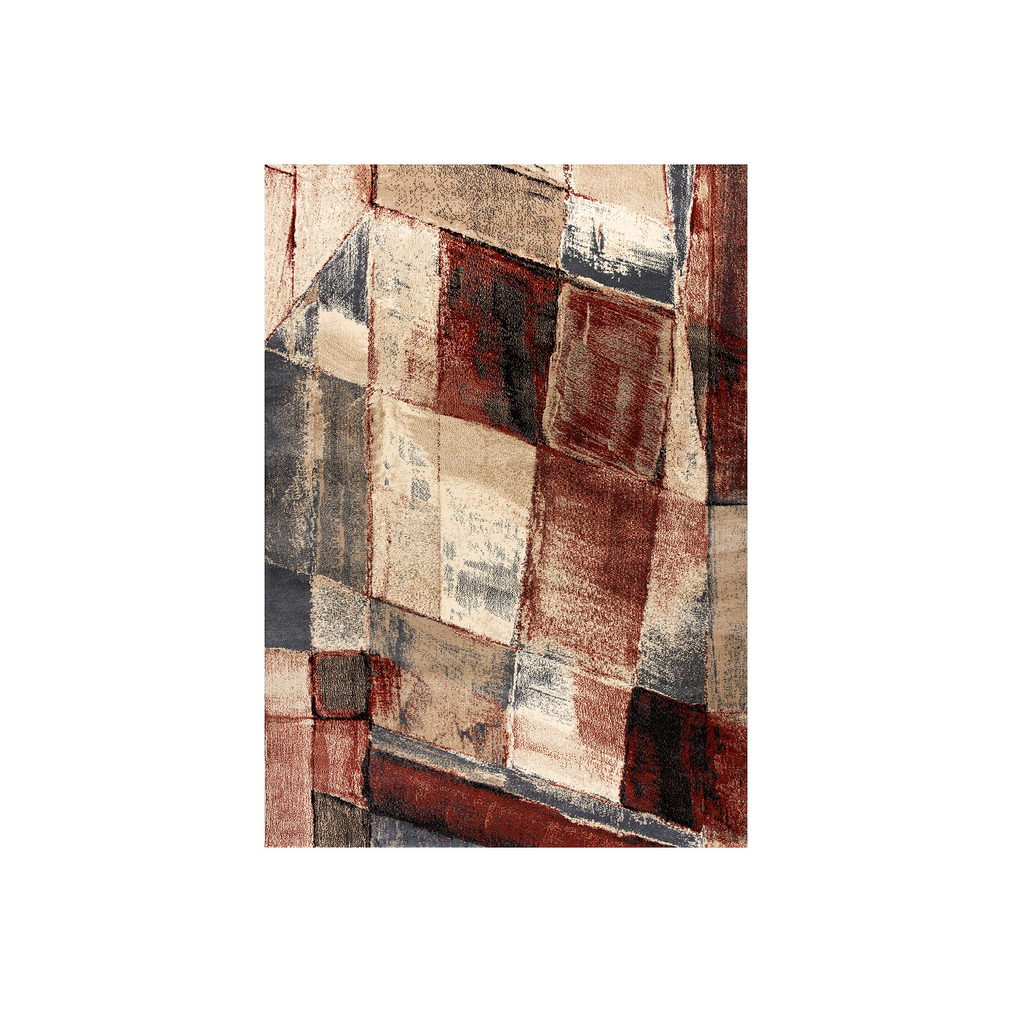 Art Carpet Adenning Checkerboard Rug, Red Brown Beige