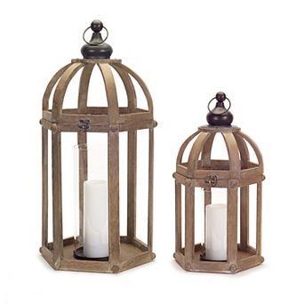 Cage Lantern Floor Decor 2 pc Set