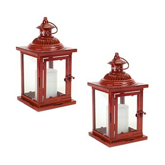 Square Red Lantern Floor Decor
