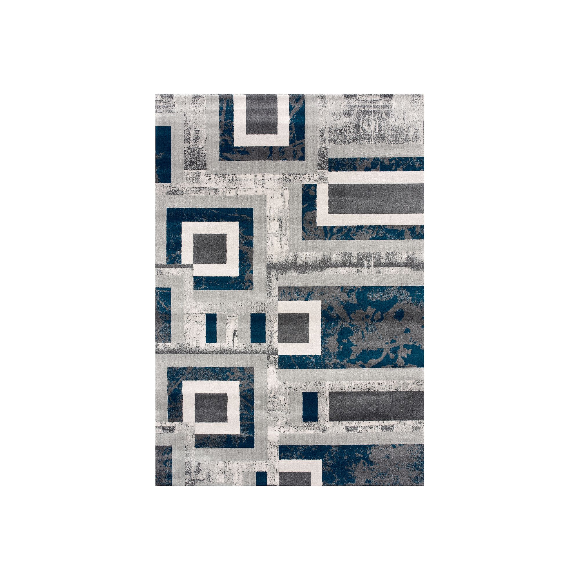 Art Carpet Adenning Geo Square Rug, Gray Blue White