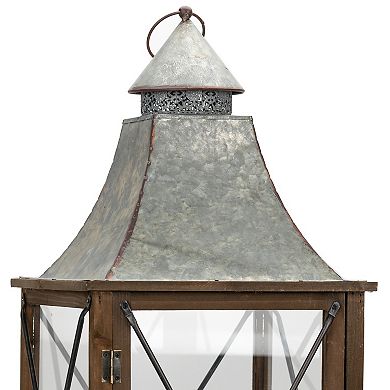 X-Frame Mixed Media Lantern Floor Decor 2-piece Set