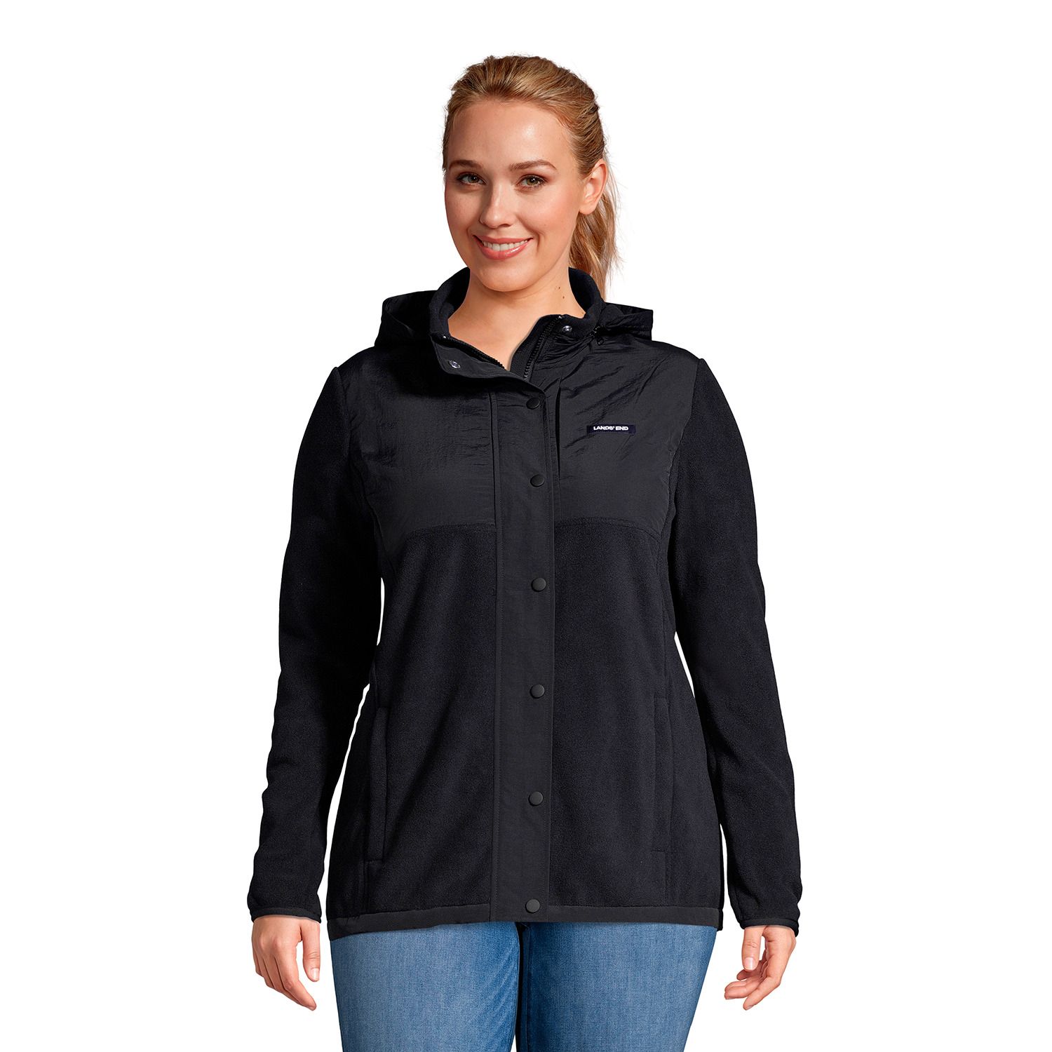 lands end fleece jacket with hood