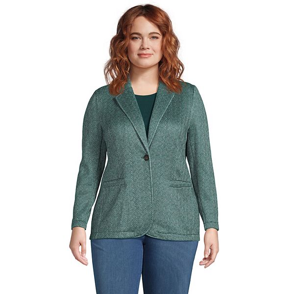 Plus Size Lands' End Sweater Fleece Blazer