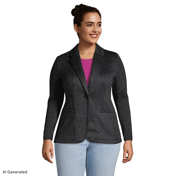 Plus Size Lands' End Sweater Fleece Blazer