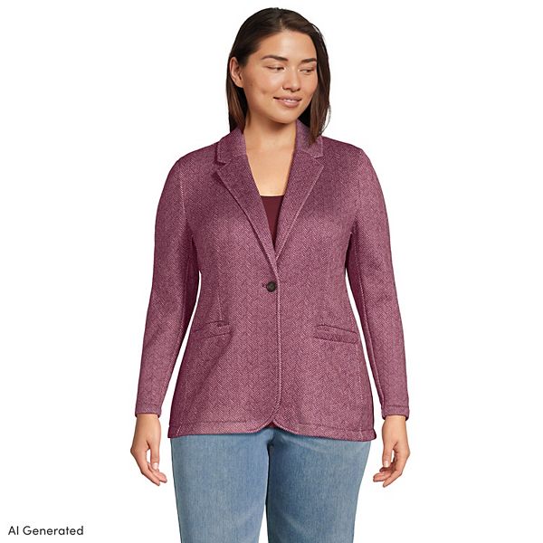 Plus Size Lands' End Sweater Fleece Blazer