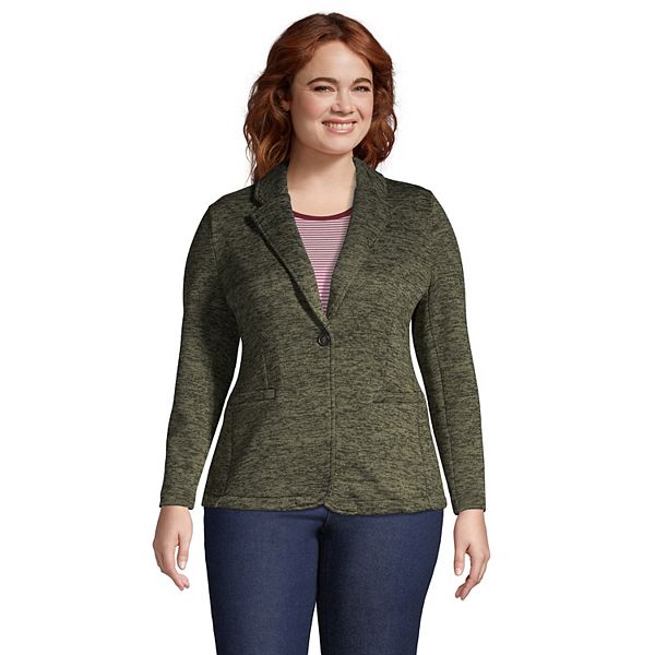 Plus Size Lands' End Sweater Fleece Blazer