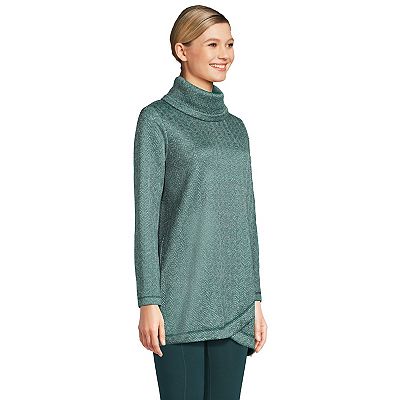 Women s Lands End Cowlneck Fleece Tunic Sweater