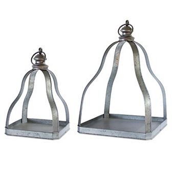 Galvanized Open Lantern Floor Decor 2 pc Set