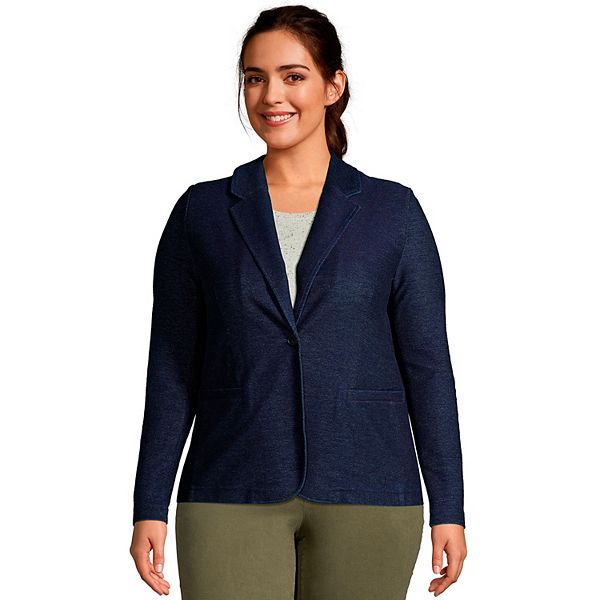 Chicwe Womens Plus Size Stretch Soft Unstructured Blazer with Zipped Pockets Button Closure