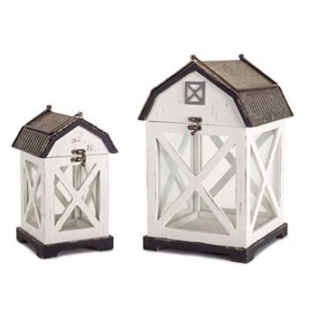 Barn Distressed Lantern Table Decor 2 pc Set