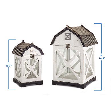 Barn Distressed Lantern Table Decor 2-piece Set