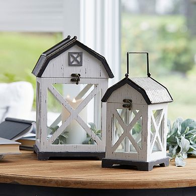 Barn Distressed Lantern Table Decor 2-piece Set