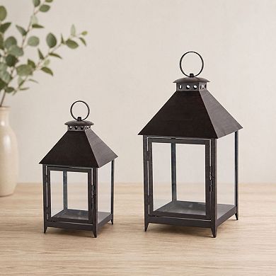 Dark Brown Lantern Floor Decor 2-piece Set