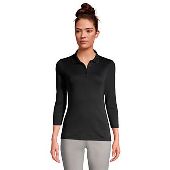 Women's Lands' End Supima Cotton 3/4-Sleeve Polo Shirt