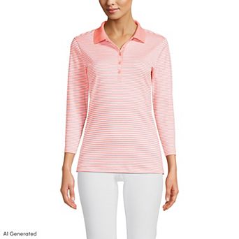 Women's Lands' End Supima Cotton 3/4-Sleeve Polo Shirt