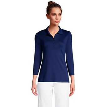 Women's Lands' End Supima Cotton 3/4-Sleeve Polo Shirt