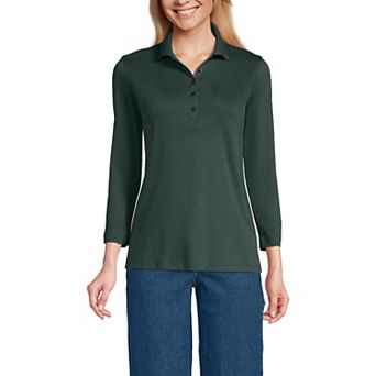Women's Lands' End Supima Cotton 3/4-Sleeve Polo Shirt
