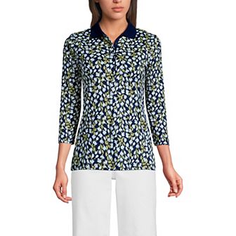 Women's Lands' End Supima Cotton 3/4-Sleeve Polo Shirt