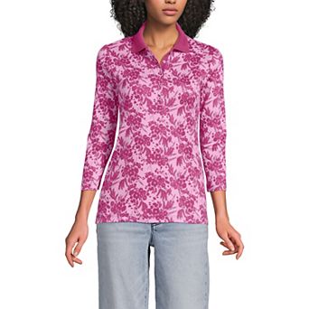 Women's Lands' End Supima Cotton 3/4-Sleeve Polo Shirt