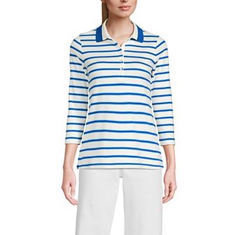 Women's Lands' End Supima Cotton 3/4-Sleeve Polo Shirt