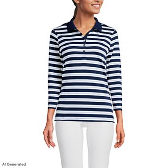 Women's Lands' End Supima Cotton 3/4-Sleeve Polo Shirt