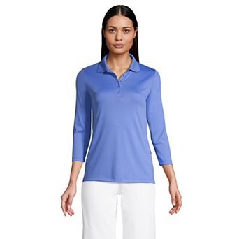 Petite Lands' End Supima Cotton 3/4 Sleeve Polo Shirt