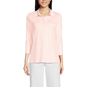 Petite Lands' End Supima Cotton 3/4 Sleeve Polo Shirt