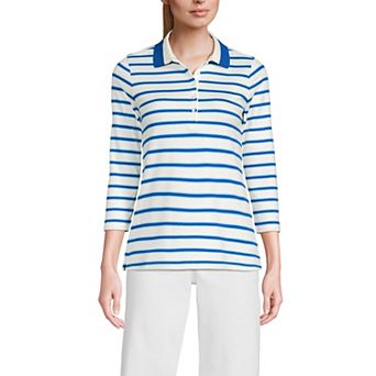 Petite Lands' End Supima Cotton 3/4 Sleeve Polo Shirt