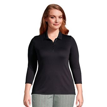 Plus Size Lands' End Long Sleeve Supima Cotton Polo Shirt