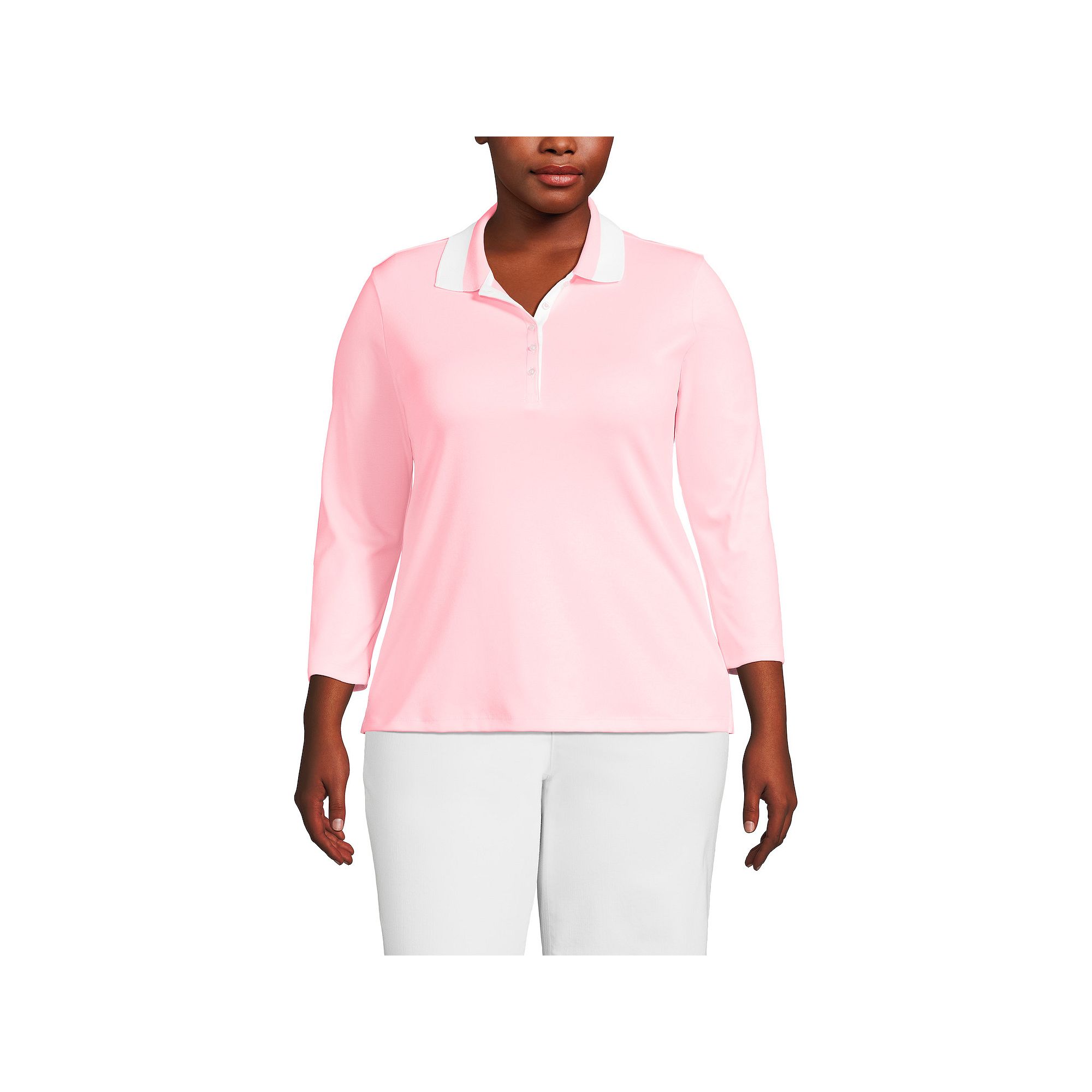 Plus Size Lands End Long Sleeve Supima Cotton Polo Shirt, Womens, Size: 1