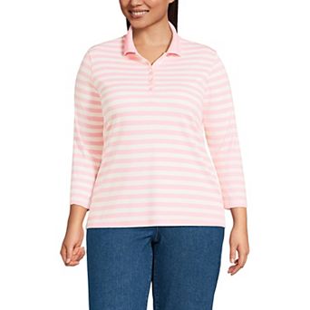 Plus Size Lands' End Long Sleeve Supima Cotton Polo Shirt