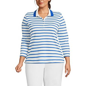 Plus Size Lands' End Long Sleeve Supima Cotton Polo Shirt