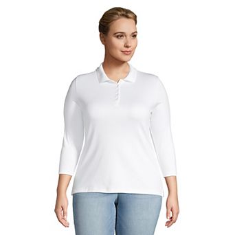 Plus Size Lands' End Long Sleeve Supima Cotton Polo Shirt