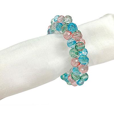 Celebrate Together Spring Clear Blue Beaded Napkin Ring 4 pk