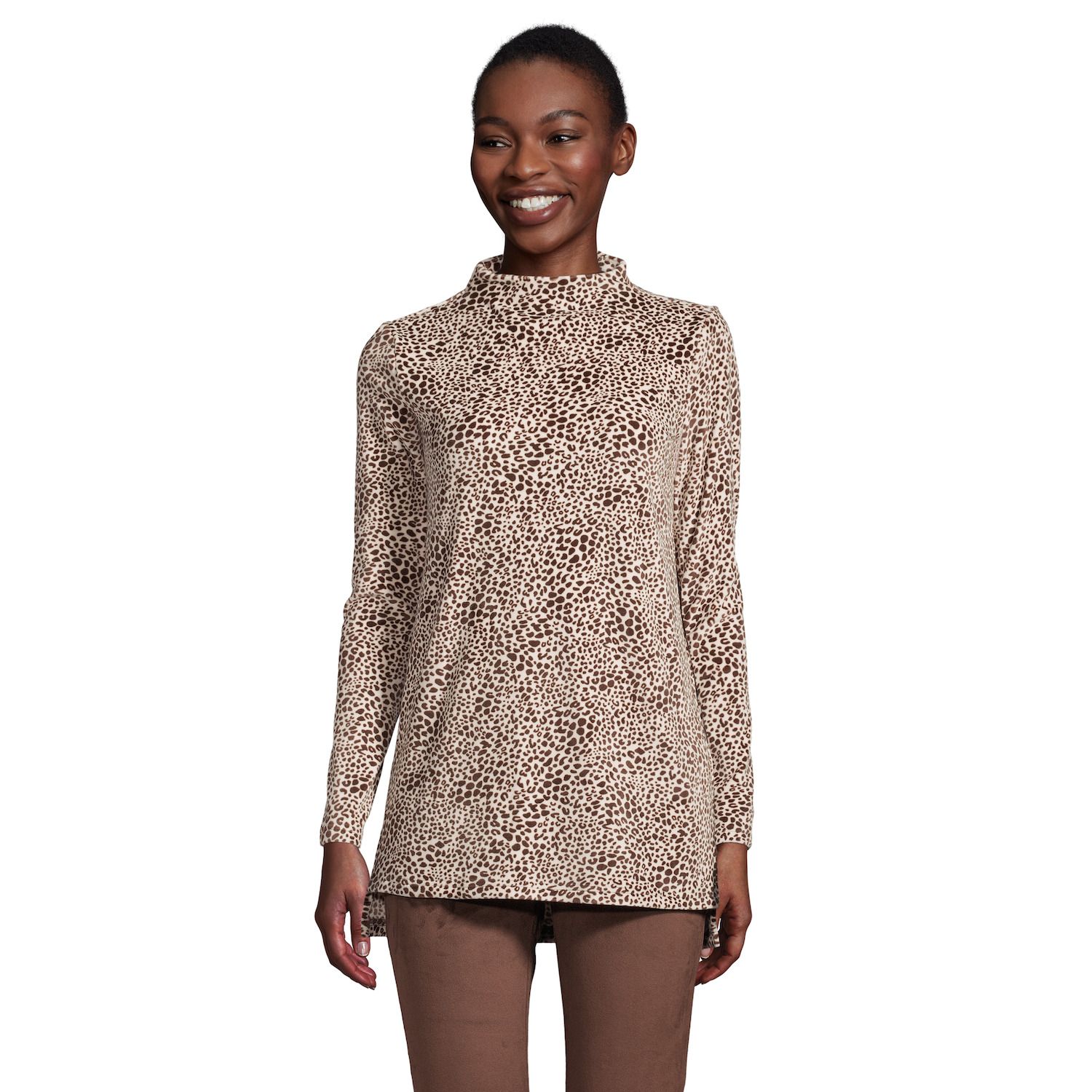 women's cozy pajama set long sleeve top and print leggings