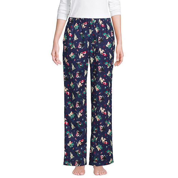 Lands' End Women's Petite Print Flannel Pajama Pants - Small - Evening Blue  Starry Night Cow