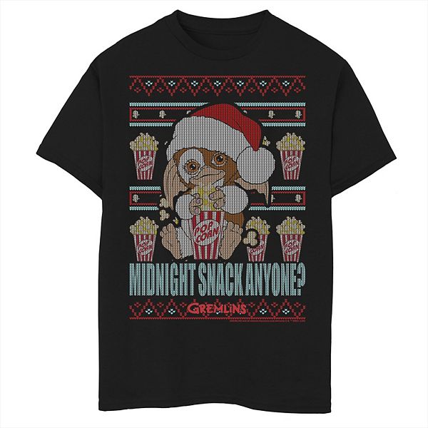 Boys 8 20 Gremlins Christmas Midnight Snack Anyone Ugly Sweater Graphic Tee - ugly white top hat roblox