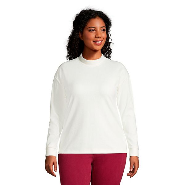 Plus Size Lands' End Sport Mockneck Velour Sweatshirt